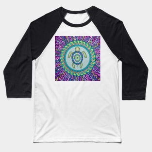 Psychedelic Turtle Mandala Baseball T-Shirt